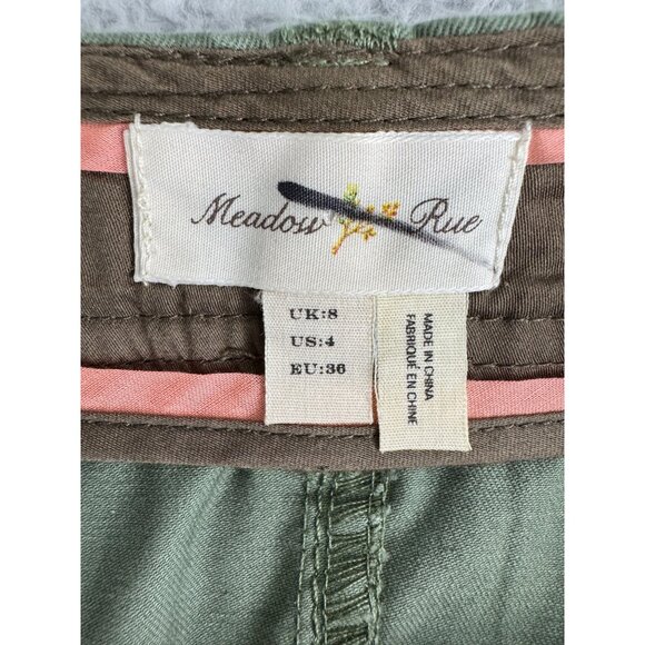 Anthropologie Meadow Rue Patchwork A-Line Skirt Sz 4 Cotton Blend Green/Brown - Picture 10 of 16